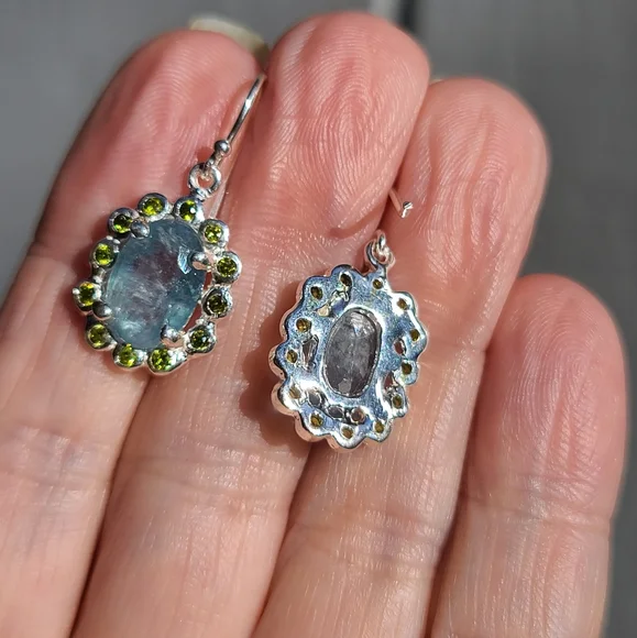 Kyanite 6k each & Peridot Sterling earrings - Picture 4 of 7